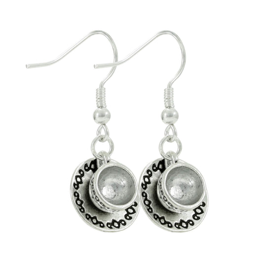 Cute Tea Cup and Saucer Silver Tone Earrings